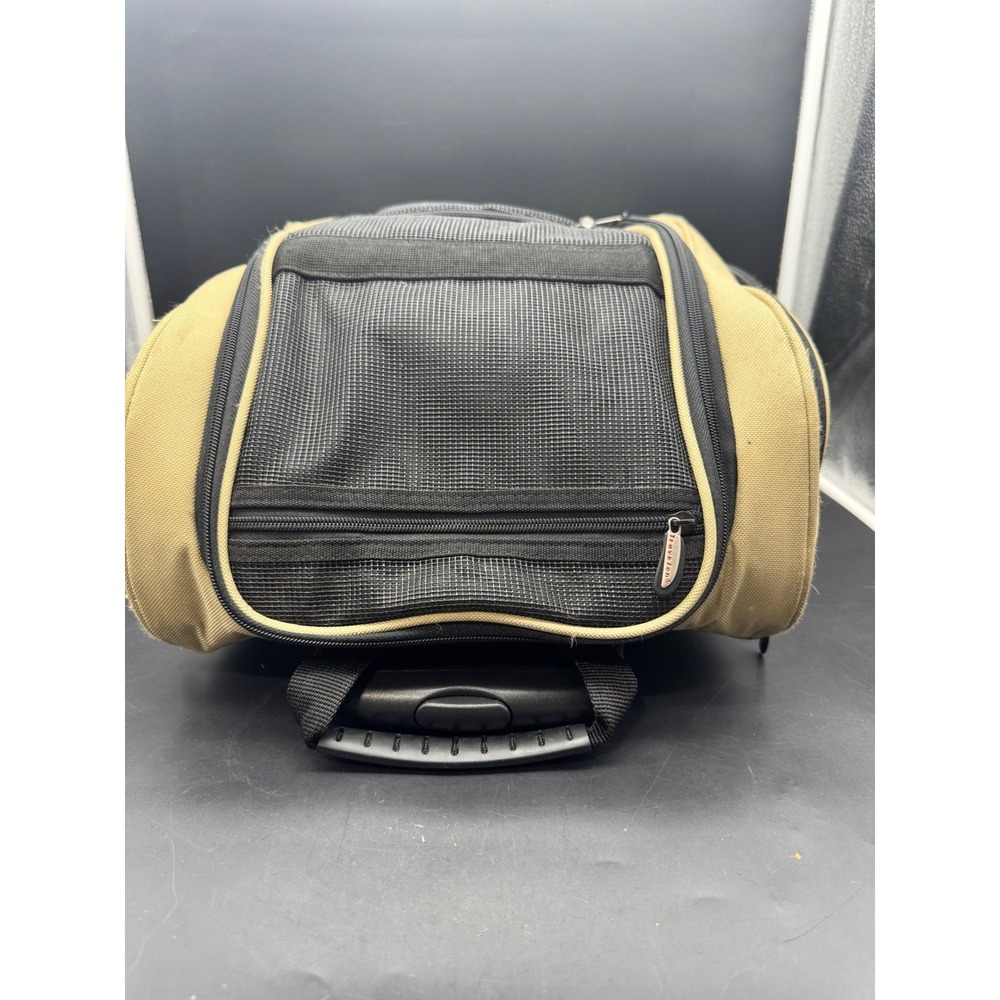 Travelon Wheeled Under Seat Carry-On Rolling Luggage Khaki Black Travel Bag - Picture 5 of 13